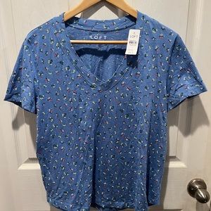 NWT Loft blue flower tee
